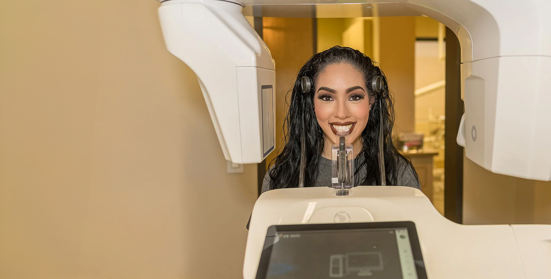 A patient taking an x-ray on a CT scanner